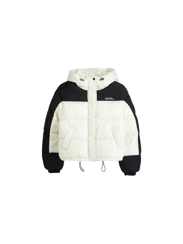 Bershka Bershka Преходно яке  кремаво / черно