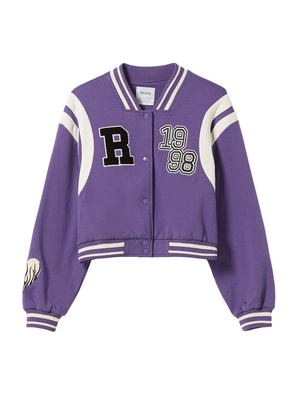 Bershka Bershka Преходно яке  лилав / черно / бяло