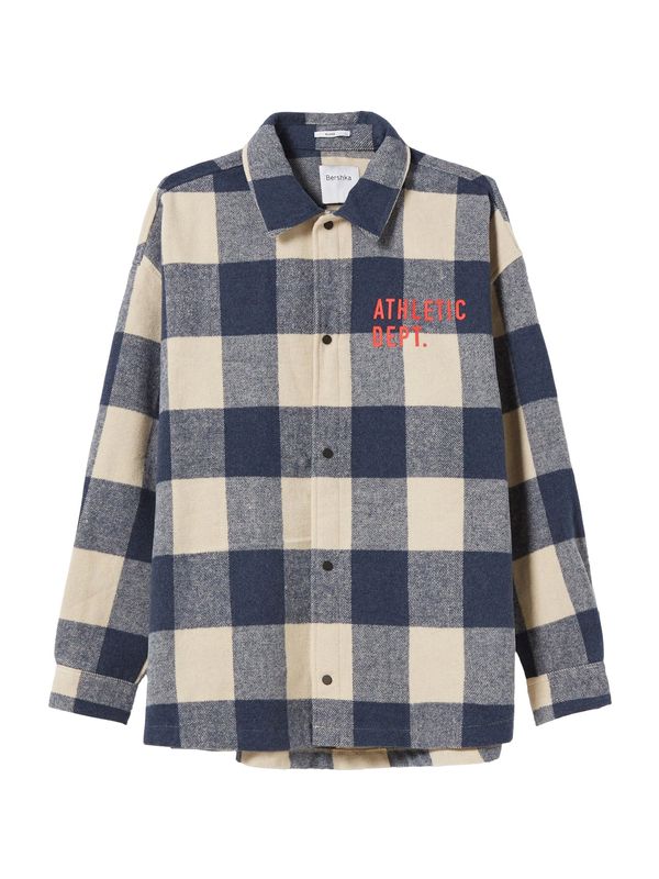 Bershka Bershka Преходно яке  нейви синьо / синьо меланж / бял памук