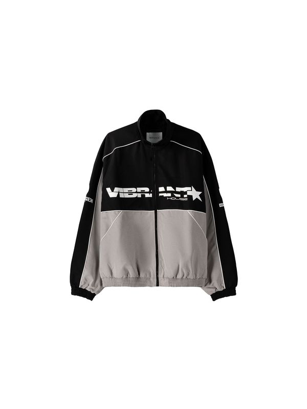 Bershka Bershka Преходно яке  сиво / черно / бяло