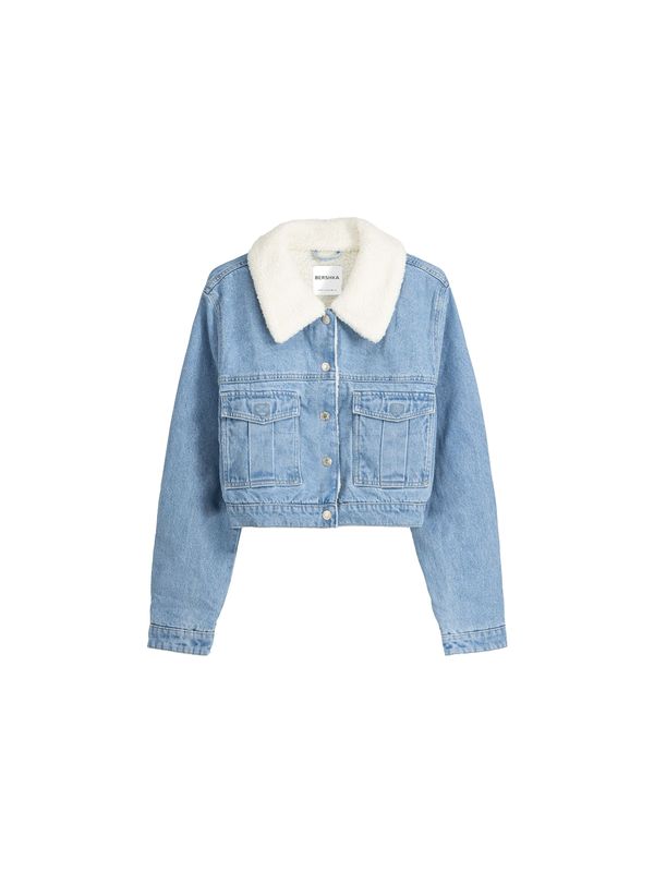 Bershka Bershka Преходно яке  светлосиньо / бяло