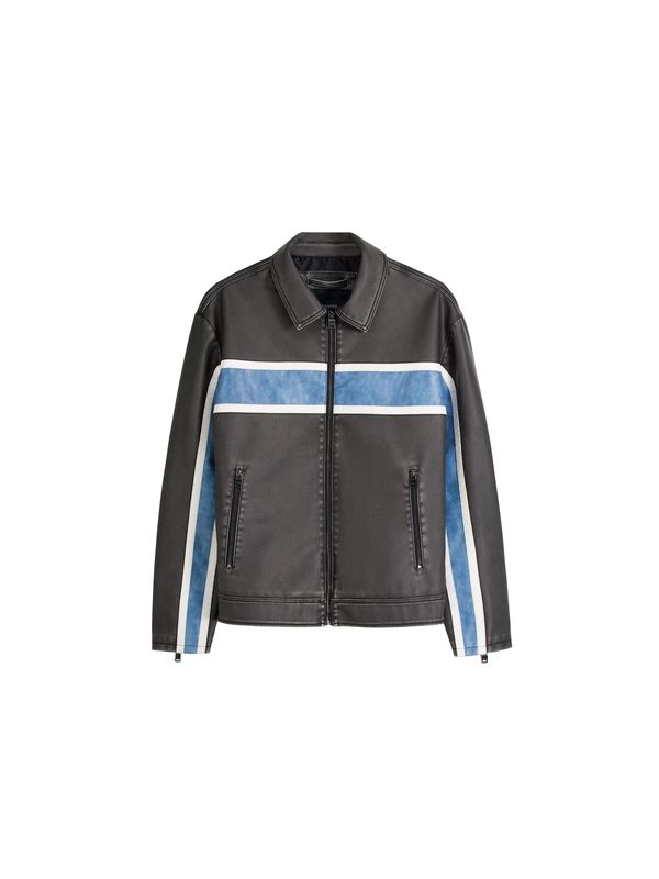 Bershka Bershka Преходно яке  светлосиньо / черно / бяло