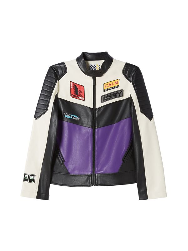 Bershka Bershka Преходно яке  тъмнолилаво / черно / мръсно бяло