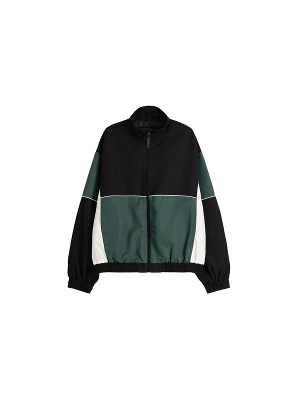 Bershka Bershka Преходно яке  тъмнозелено / черно / бяло