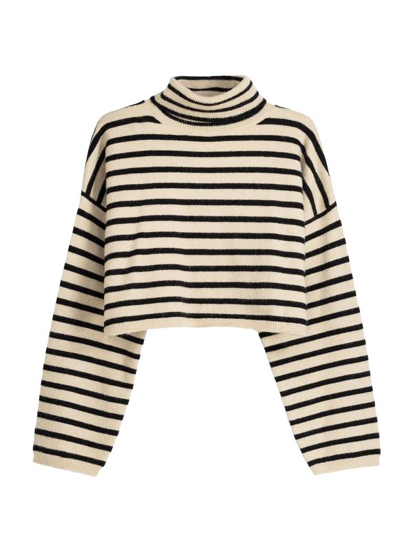 Bershka Bershka Пуловер  бежово / черно