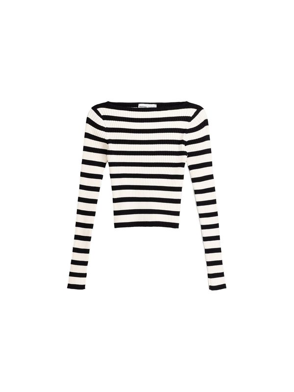 Bershka Bershka Пуловер  черно / бяло