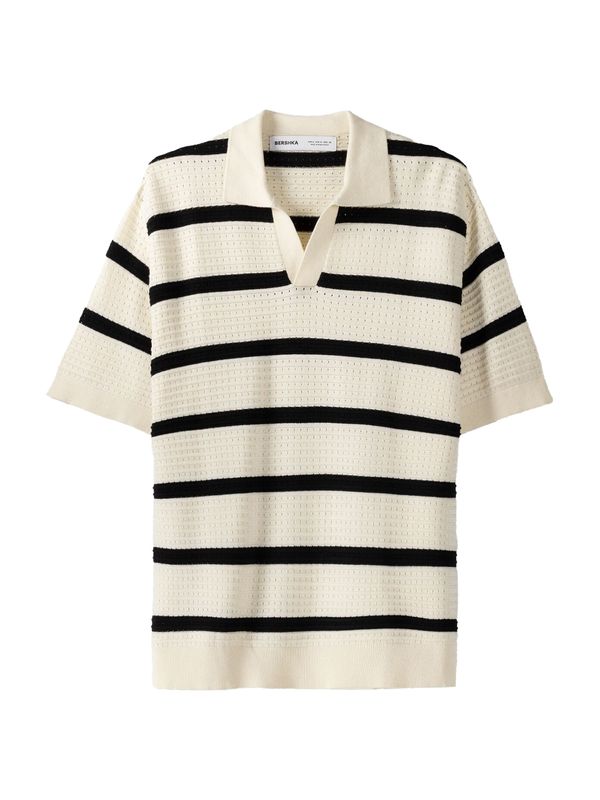 Bershka Bershka Пуловер  цвят "пясък" / черно