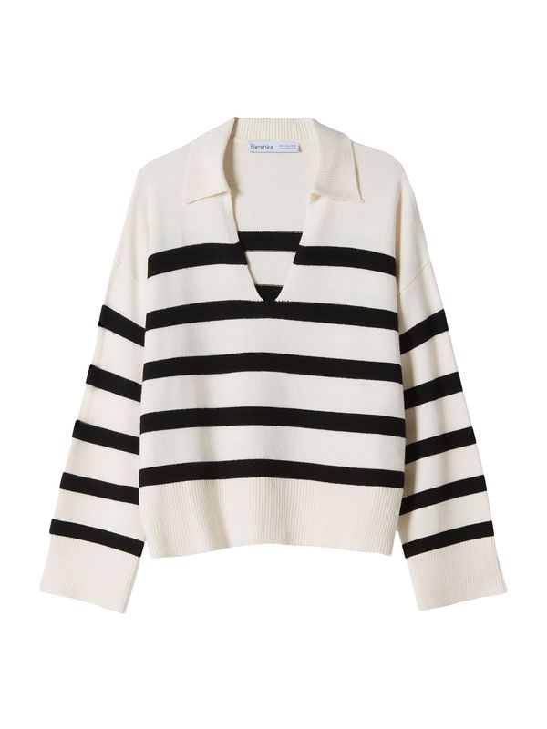 Bershka Bershka Пуловер  екрю / черно