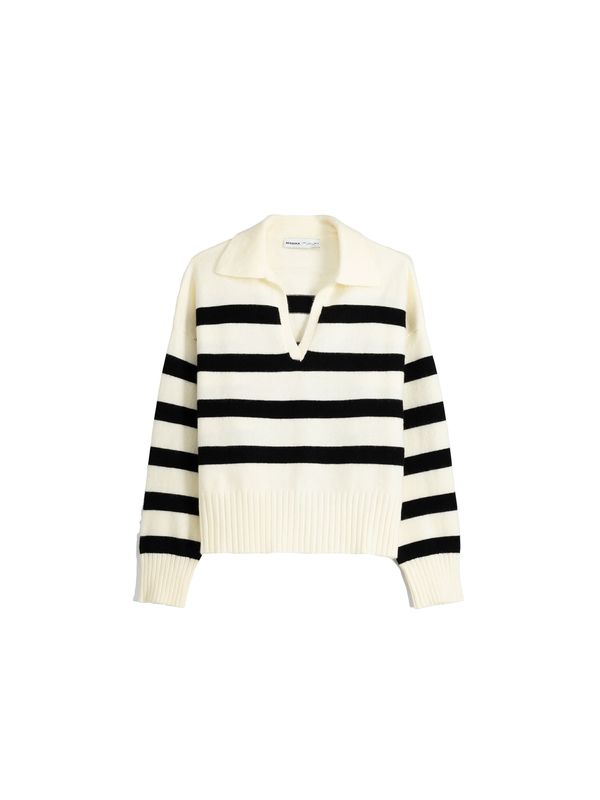 Bershka Bershka Пуловер  екрю / черно