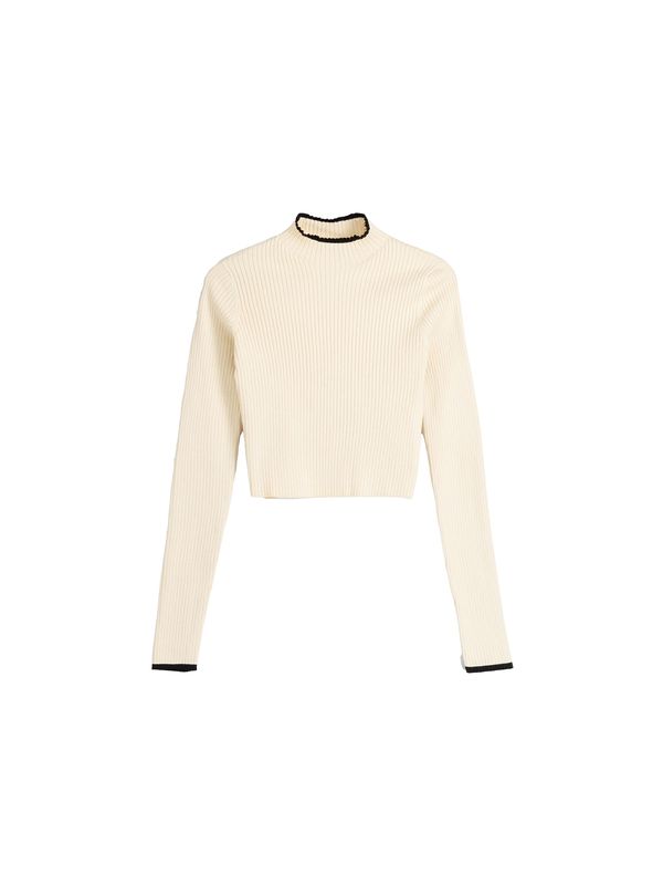 Bershka Bershka Пуловер  кремаво / черно