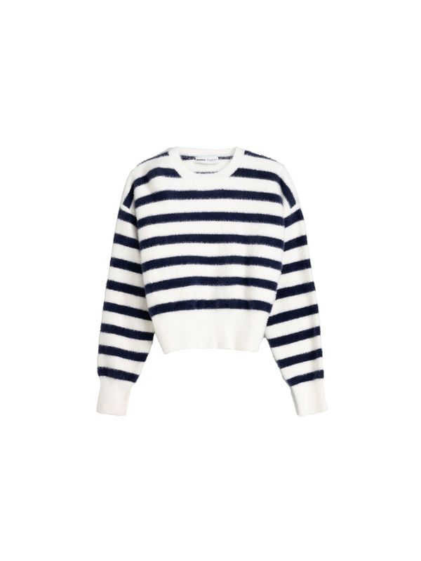 Bershka Bershka Пуловер  нейви синьо / бяло