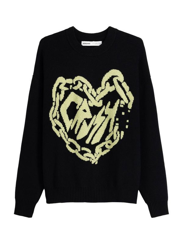 Bershka Bershka Пуловер  пастелно жълто / черно