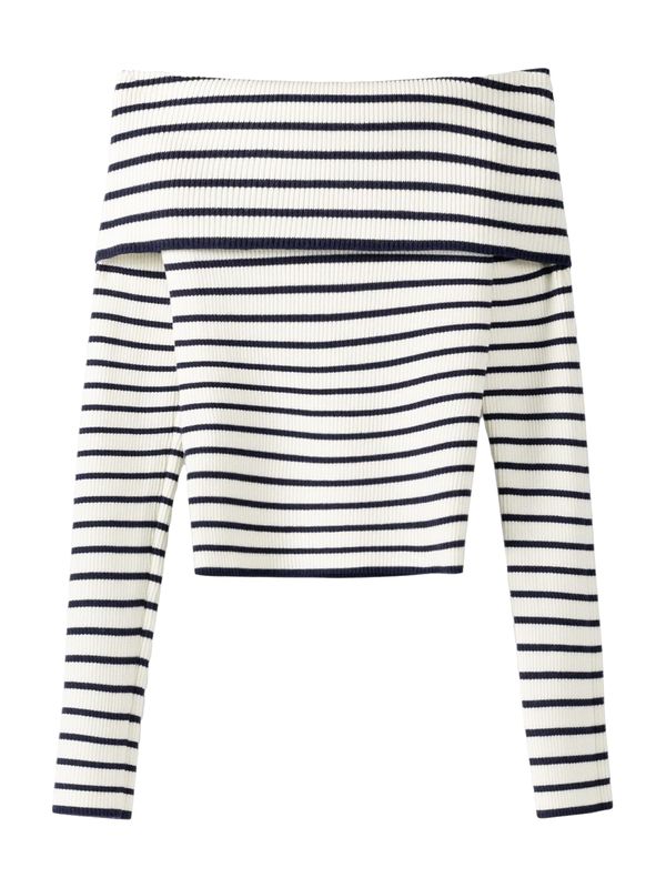 Bershka Bershka Пуловер  светлобежово / черно