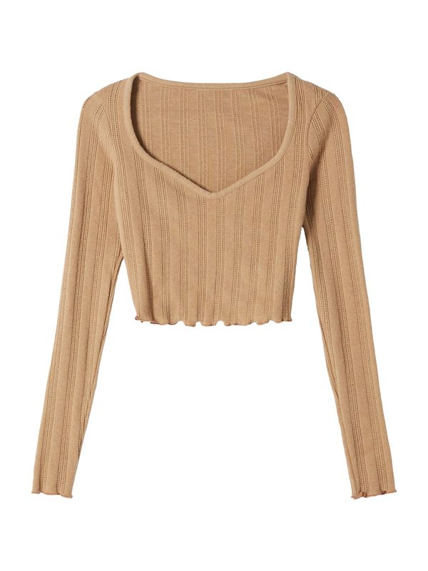 Bershka Bershka Пуловер  светлокафяво