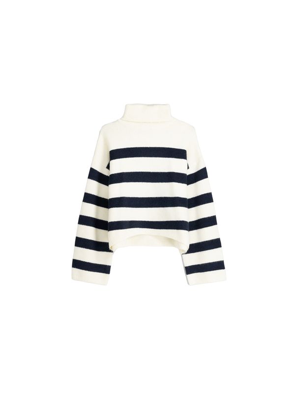 Bershka Bershka Пуловер  тъмносиньо / бяло