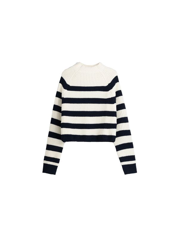 Bershka Bershka Пуловер  ултрамарин синьо / бял памук