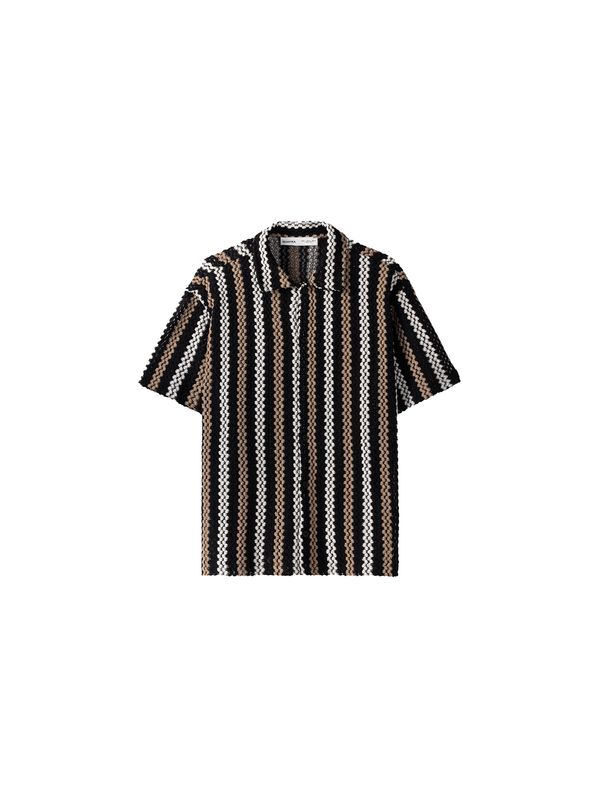 Bershka Bershka Риза  бежово / черно / бяло