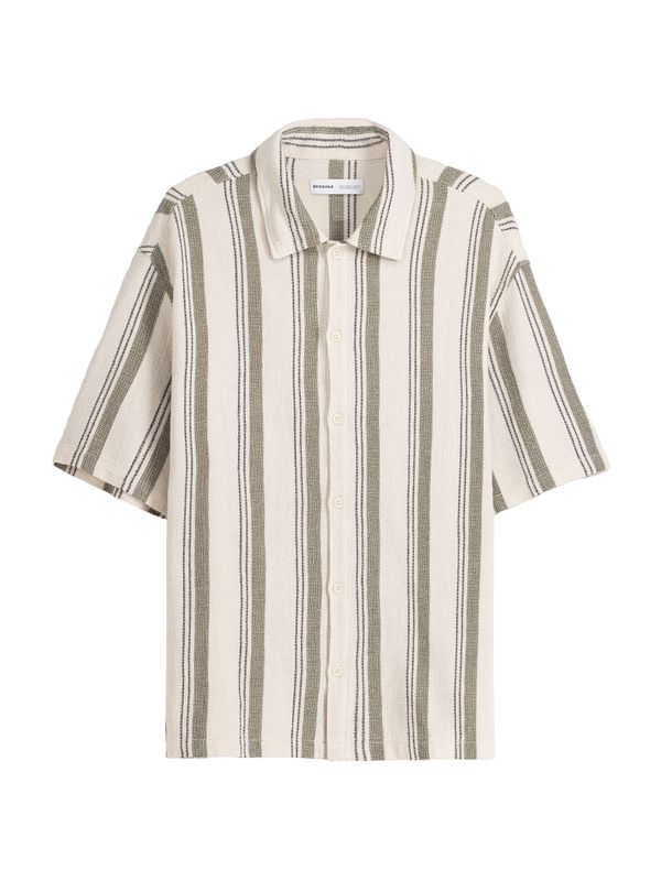 Bershka Bershka Риза  каки / черно / мръсно бяло