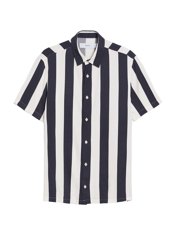 Bershka Bershka Риза  нейви синьо / бяло