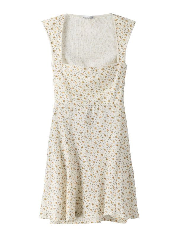 Bershka Bershka Рокля  екрю / зелено / оранжево