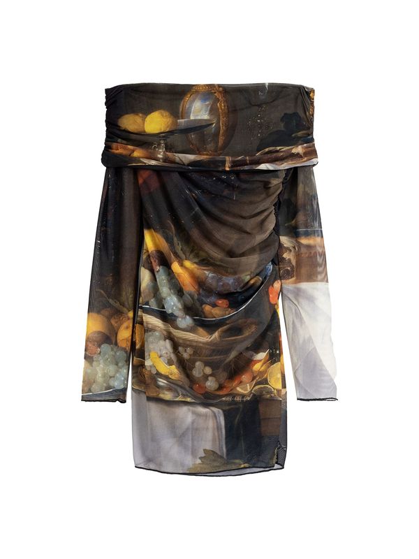 Bershka Bershka Рокля  зелено / оранжево / черно