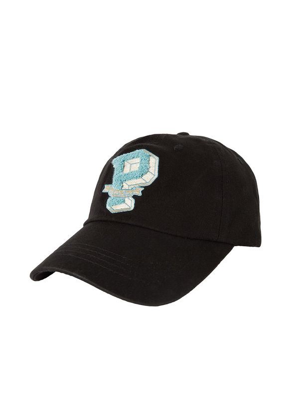 Bershka Bershka Шапка с козирка  бежово / тюркоазен / черно