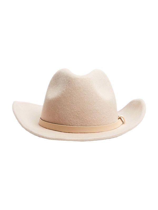 Bershka Bershka Шапка с периферия  екрю / цвят "пясък"