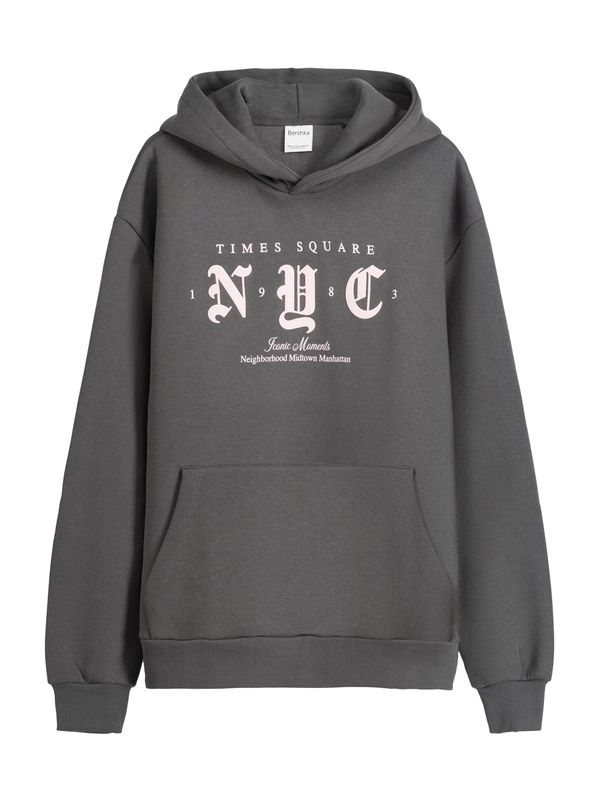 Bershka Bershka Суичър  антрацитно черно / мръсно бяло