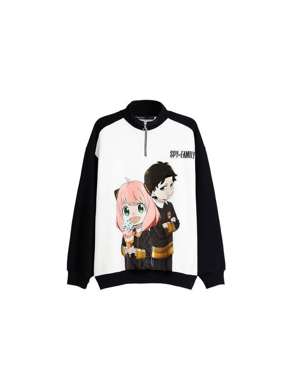 Bershka Bershka Суичър  бежово / светлорозово / черно / бяло