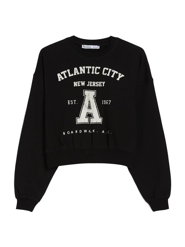 Bershka Bershka Суичър  черно / бяло