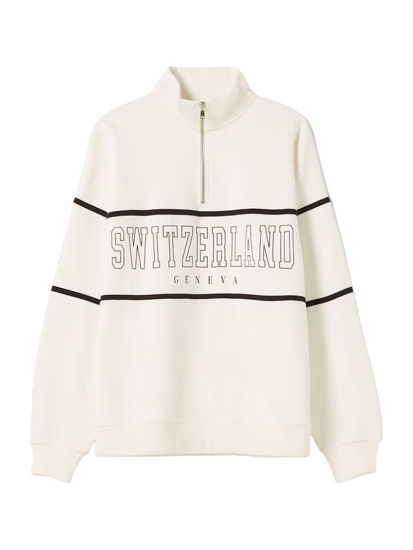 Bershka Bershka Суичър  екрю / черно