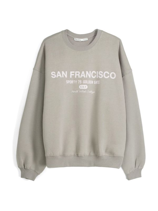 Bershka Bershka Суичър  камък / бяло