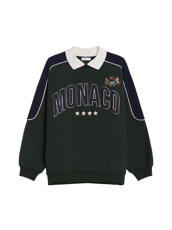 Bershka Bershka Суичър  кремаво / нейви синьо / злато / елхово зелено