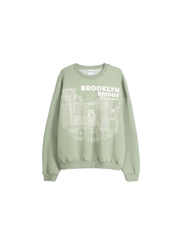 Bershka Bershka Суичър  мента / бяло