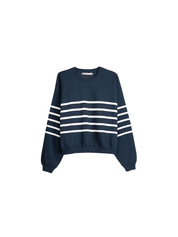 Bershka Bershka Суичър  морскосиньо / бяло