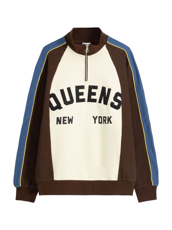 Bershka Bershka Суичър  синьо / кафяво / черно / бяло