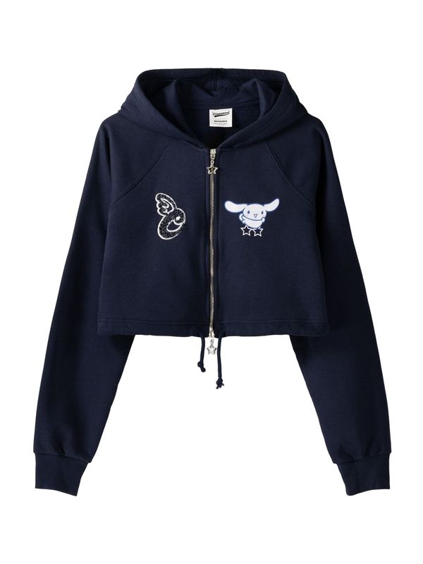 Bershka Bershka Суичъри с качулка  синьо / нейви синьо / бяло