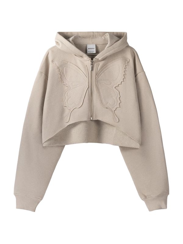 Bershka Bershka Суичъри с качулка  сиво-бежово