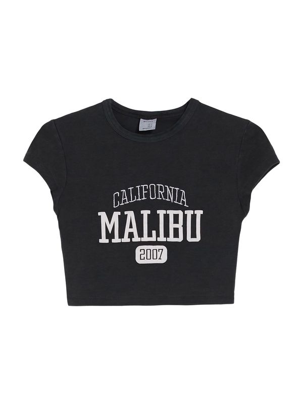 Bershka Bershka Тениска  антрацитно черно / бяло