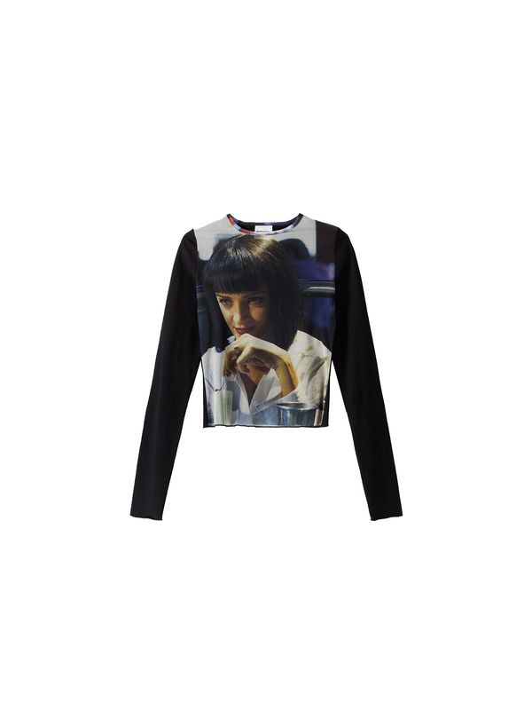 Bershka Bershka Тениска  бежово / лилав / черно / бяло