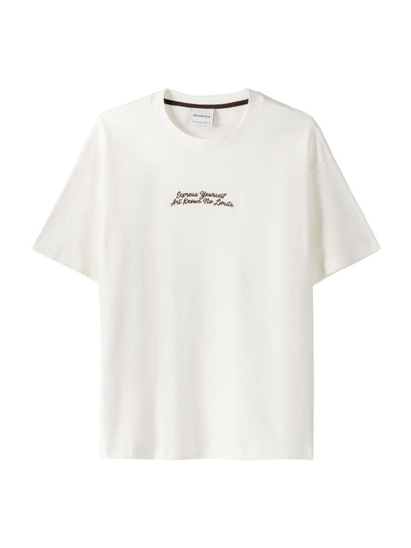 Bershka Bershka Тениска  черно / мръсно бяло