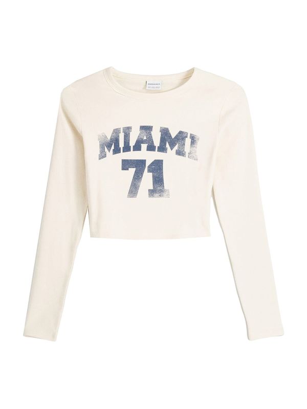 Bershka Bershka Тениска  екрю / гълъбово синьо