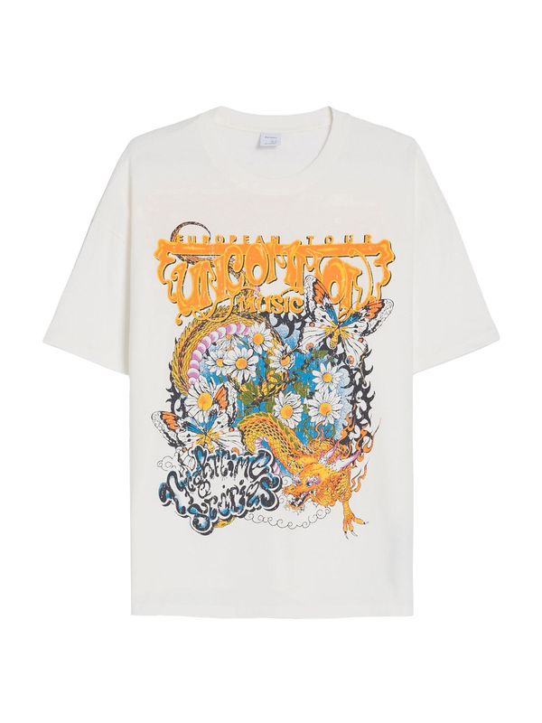 Bershka Bershka Тениска  екрю / синьо / лилав / оранжево