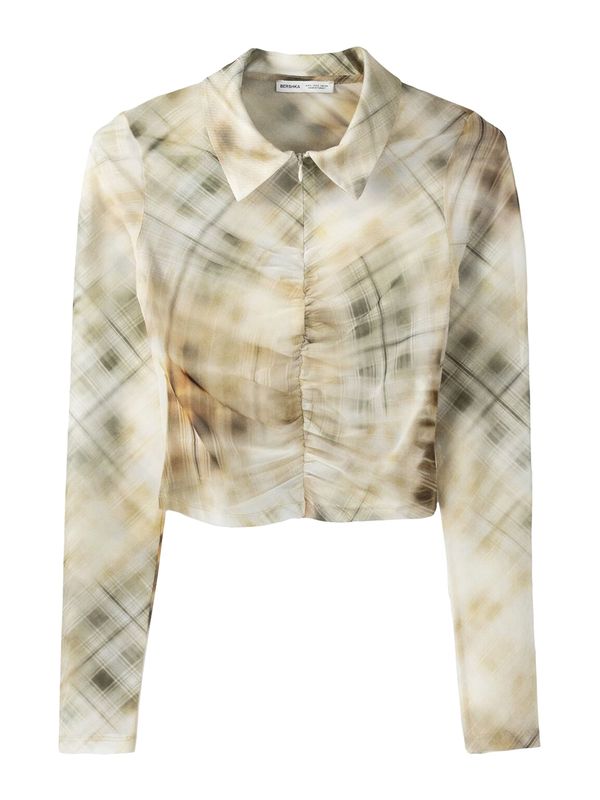 Bershka Bershka Тениска  камел / екрю / тъмнозелено