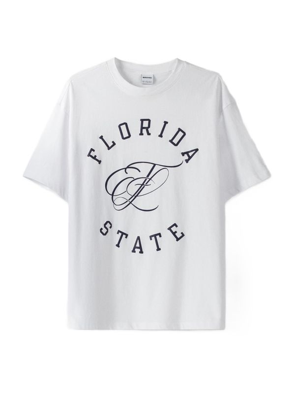 Bershka Bershka Тениска  морскосиньо / бяло