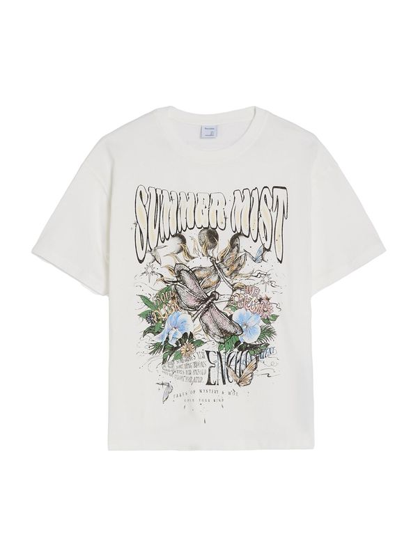 Bershka Bershka Тениска  небесносиньо / тревнозелено / черно / бяло