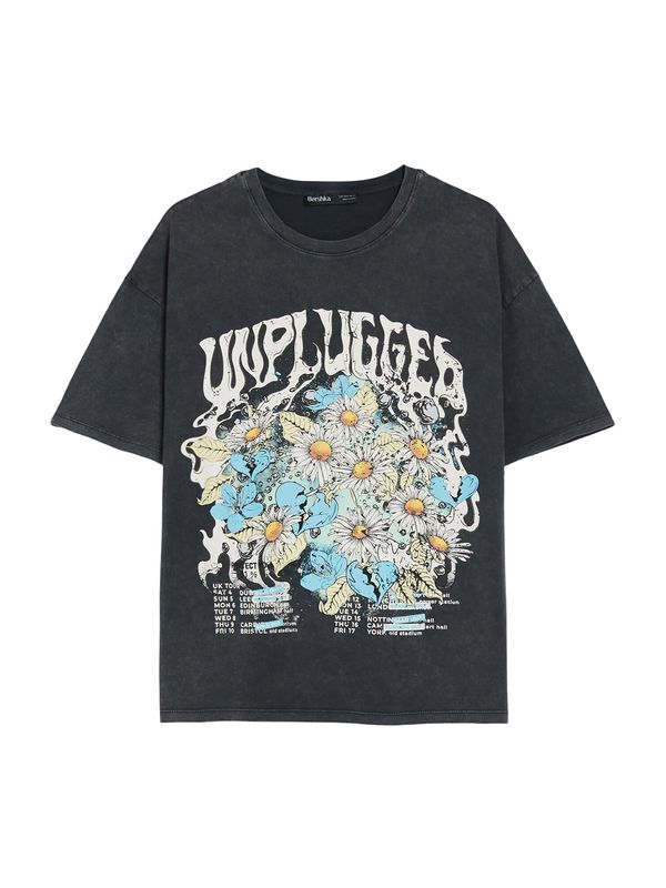 Bershka Bershka Тениска  нощно синьо / светлосиньо / жълто / естествено бяло