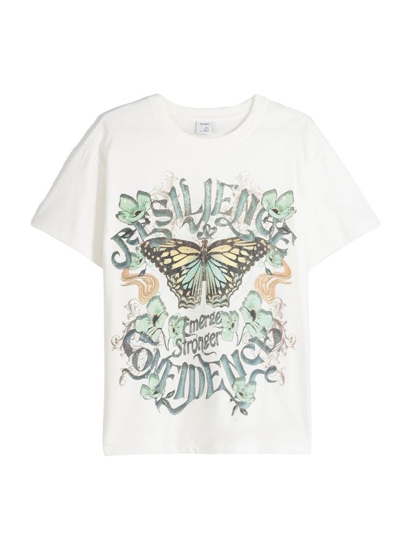 Bershka Bershka Тениска  пастелно жълто / мента / черно / бяло