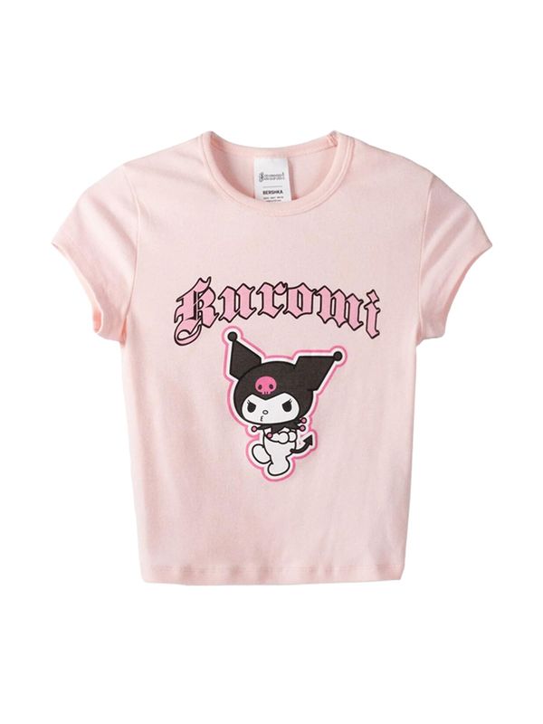 Bershka Bershka Тениска  розово / бледорозово / черно