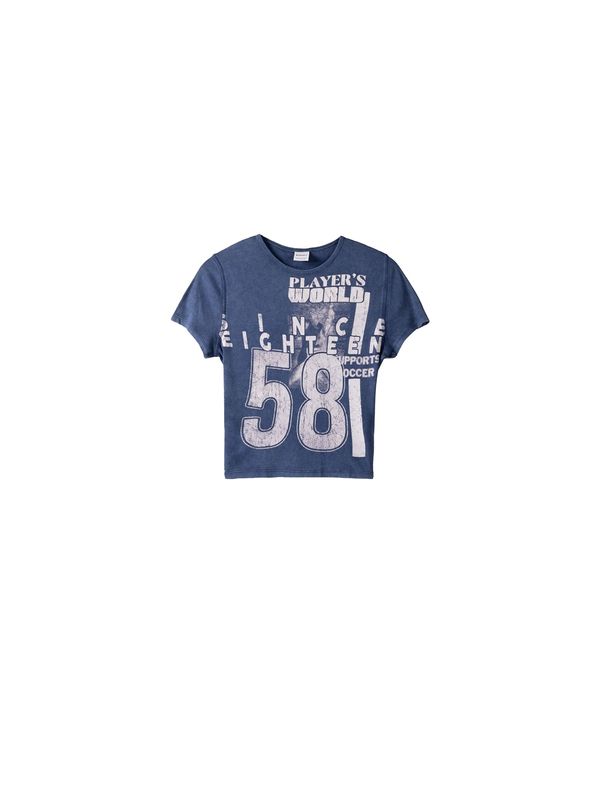 Bershka Bershka Тениска  сапфирено синьо / бяло